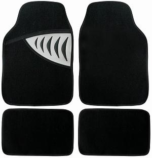 TAPIS AUTO 4 PCS MOQUETTE TALONNETTE PLASTIQUE DELTA