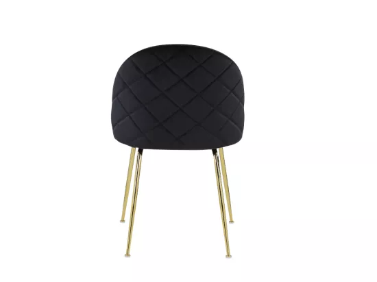 Lot de 2 chaises - Velours et acier inoxydable doré - Noir - MELBOURNE