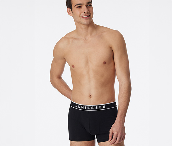 3 SCHIESSER Shorts mit Bio-Baumwolle, schwarz