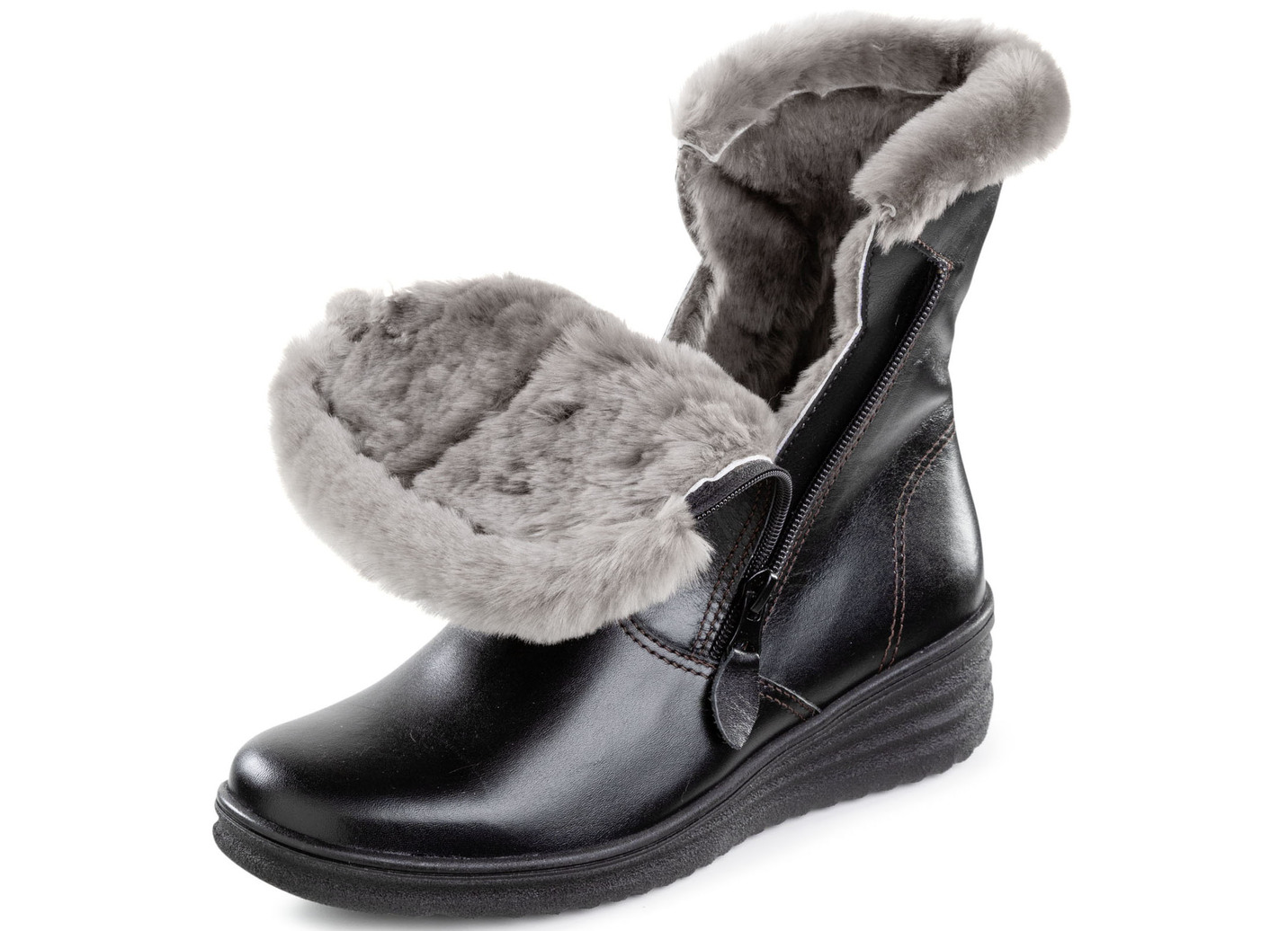 ELENA EDEN Stiefelette mit flauschigem Lammfellbesatz