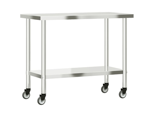 VIDAXL - Mobilier de cuisine Table de travail de cuisine avec roues 110x55x85 cm inox