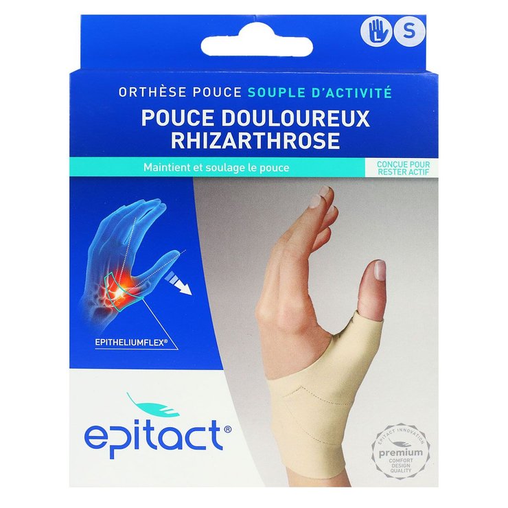 Orthèse pouce souple d'activité Rhizarthrose gauche taille S