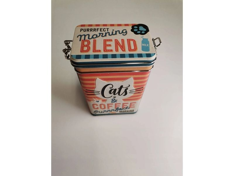 Nostalgic Art Vorratsdose Cats & Coffee 1.3 l, Mehrfarbig Retro Metalldose mit Katzenmotiv