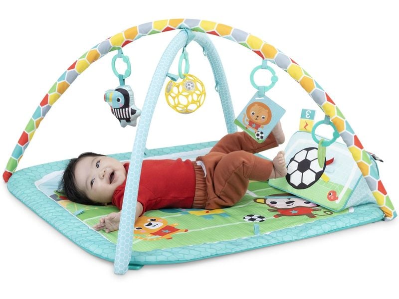 Oball Krabbeldecke mit Spielbogen Fussball Spieldecke mit 4 Spielmöglichkeiten