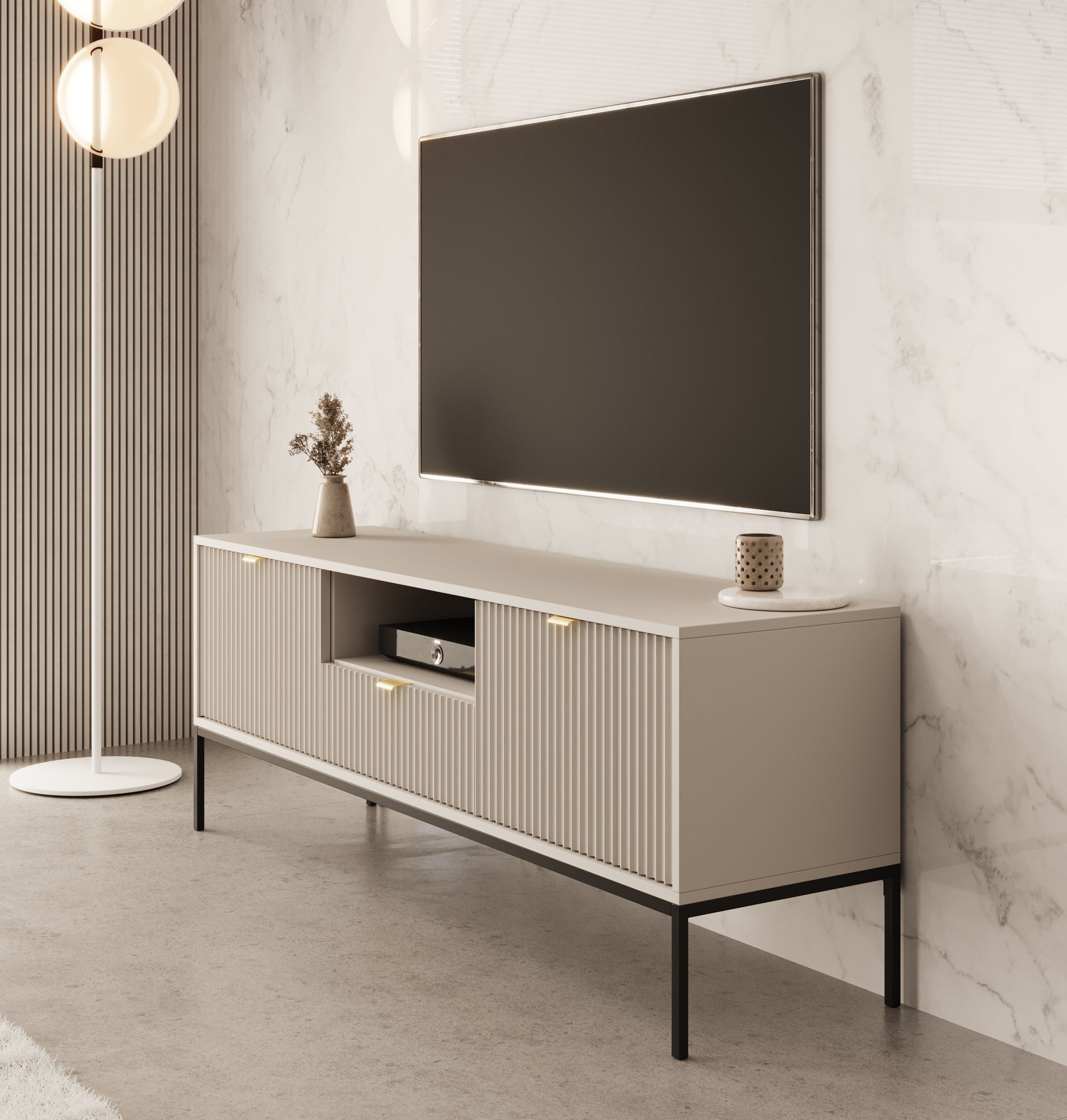 Navil - TV-Meubel - Beige - 154x39x56 cm