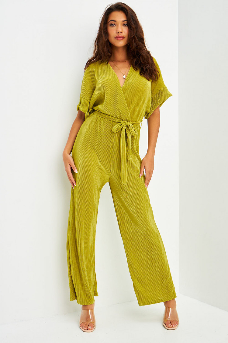 Combinaison pantalon verte plissé