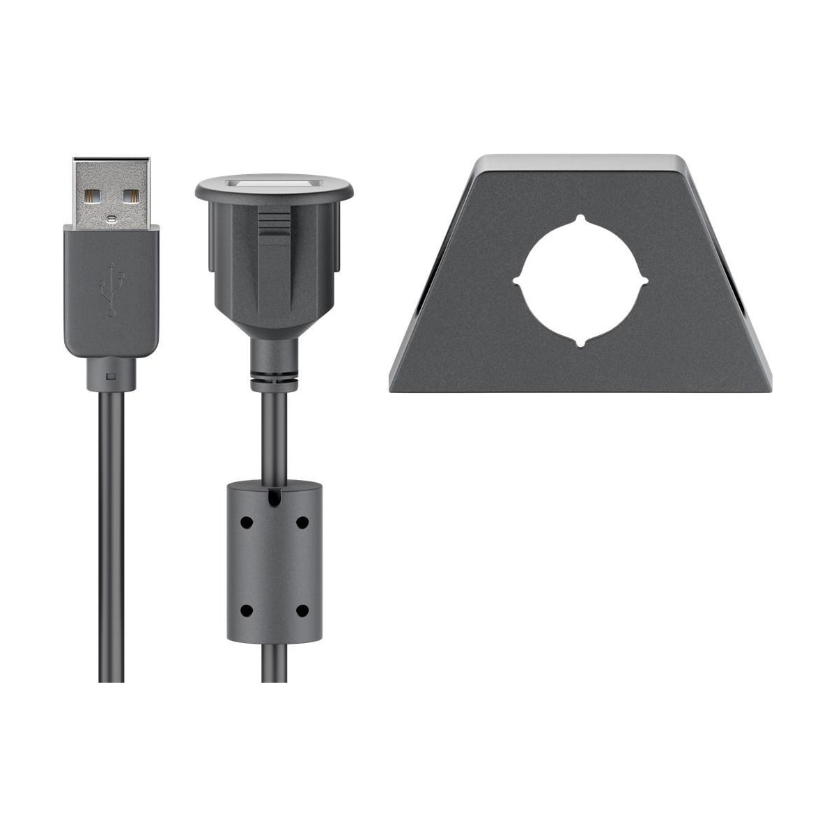 Goobay USB 2.0 Hi-Speed skjøtekabel med monteringsbrakett, sort