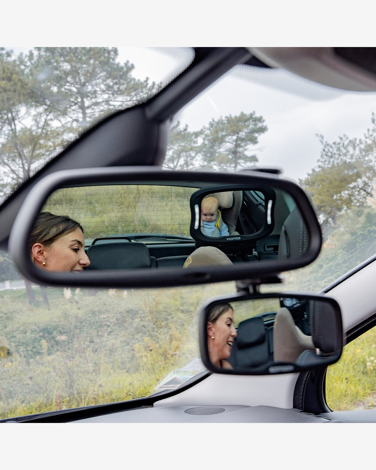 Frontspeil for overvåkning av barn i baksetet – Justerbar | Front Car Mirror with Clamp
