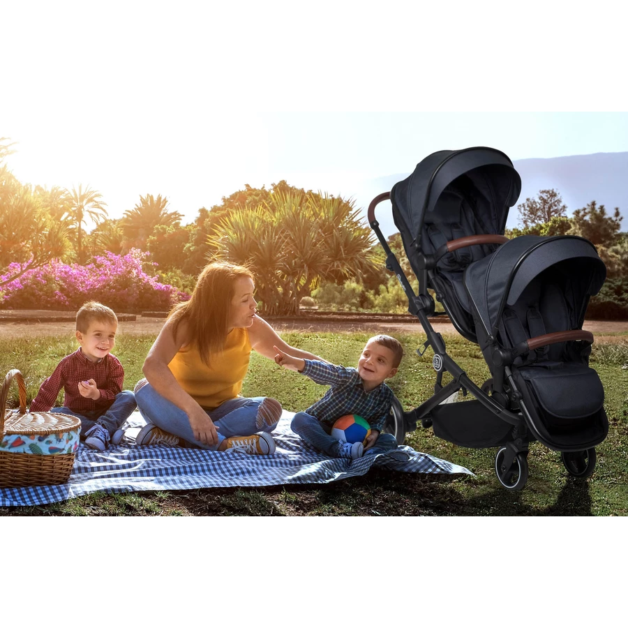 babyGO Geschwisterwagen Twinner Blue
