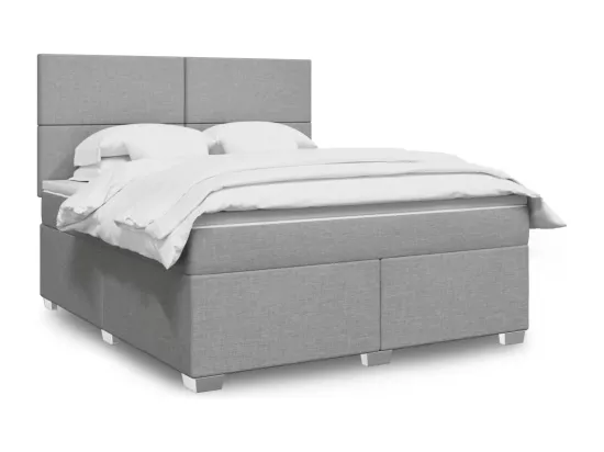 Sommier à lattes de lit avec matelas Gris clair 180x200cm Tissu