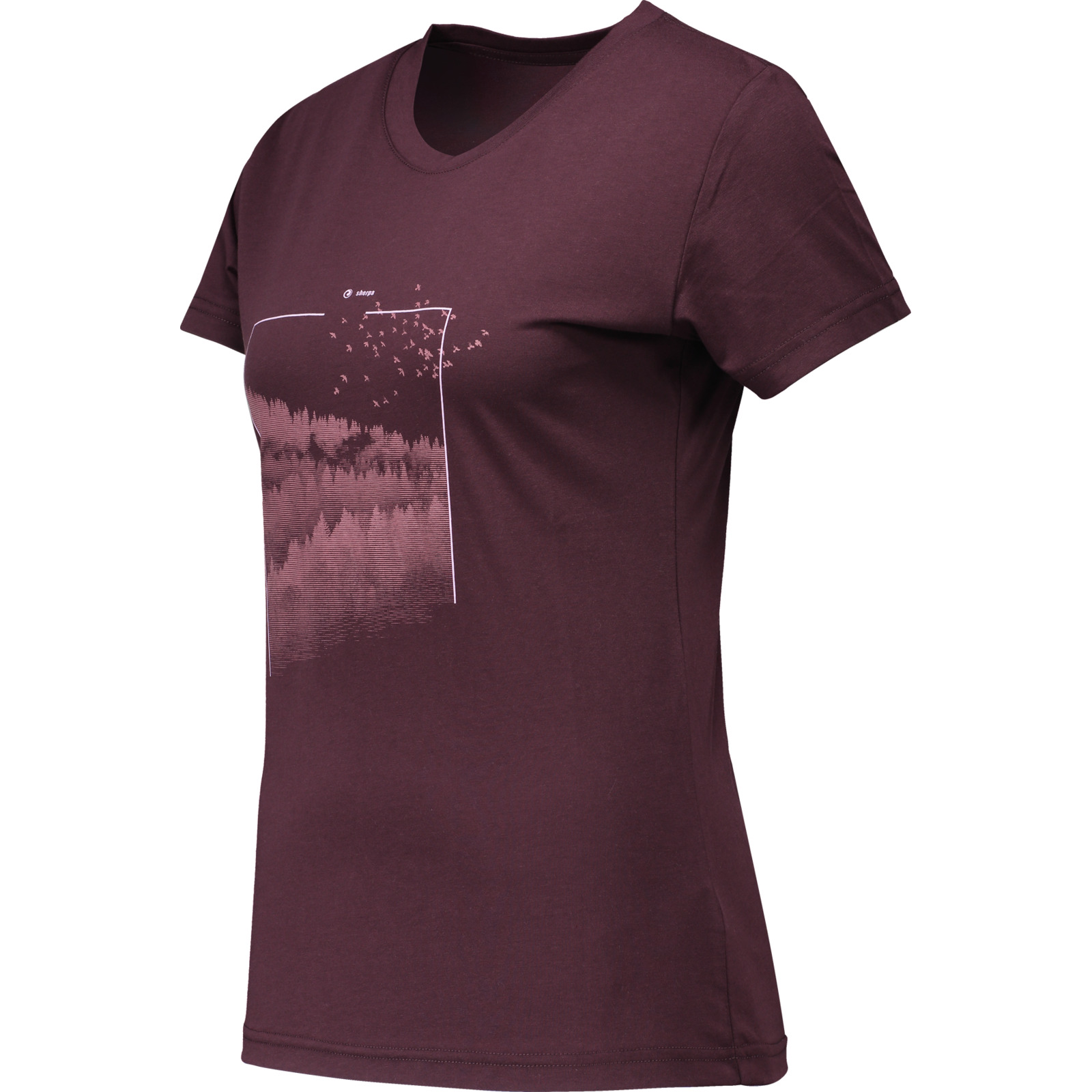 Sherpa Damen-T-Shirt Yongzin Graphic XS, bordeaux