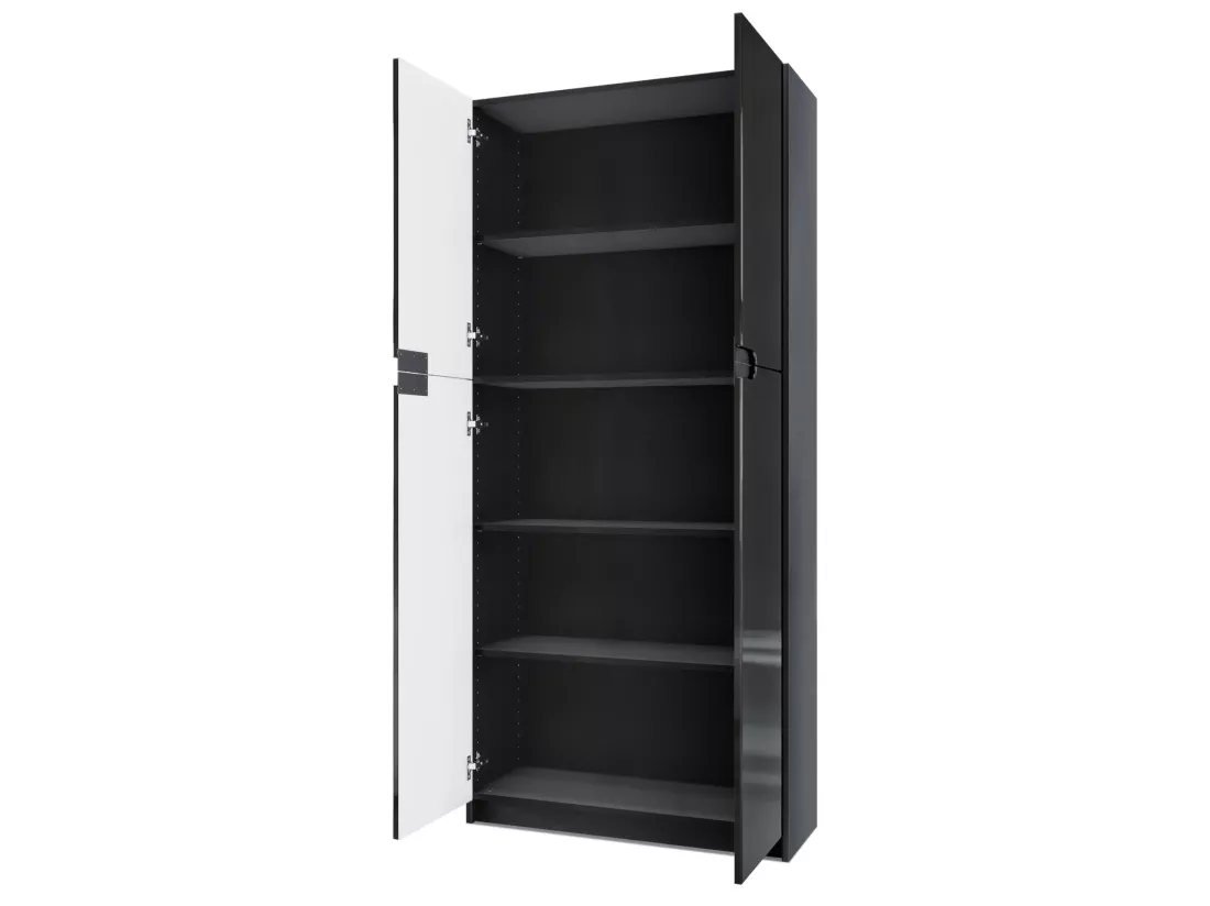 Armoire De Bureau Noir Mat Et Bordeaux Laqué (lxhxp) : 82 x 185 x 37