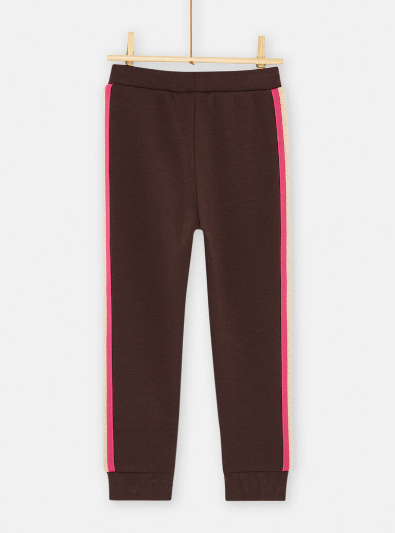 Pantalon de survêtement marron et fuchsia