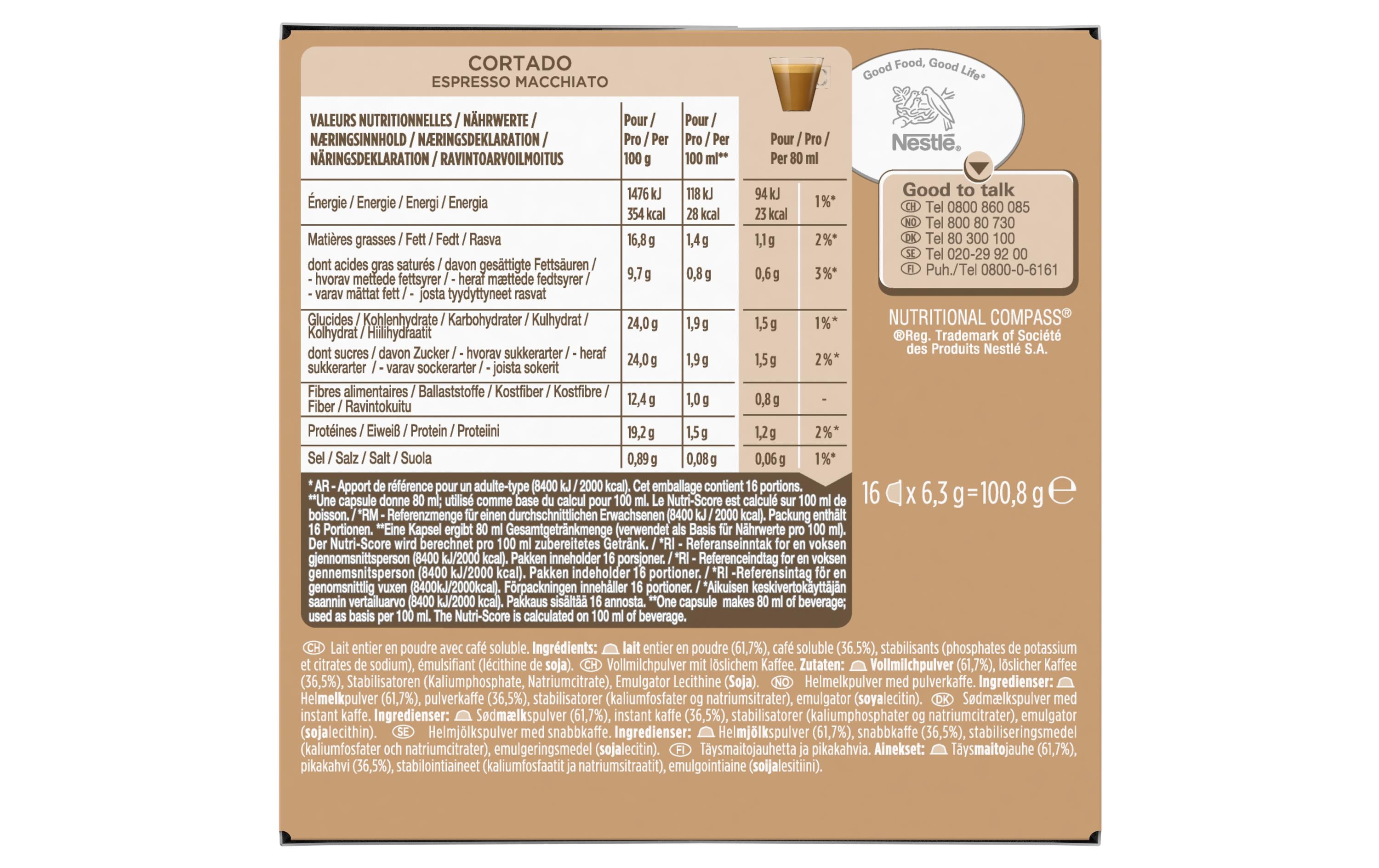 Kaffeekapseln Dolce Gusto Cortado Macchiato 16 StückKaffeeportionen für das Dolce Gusto System