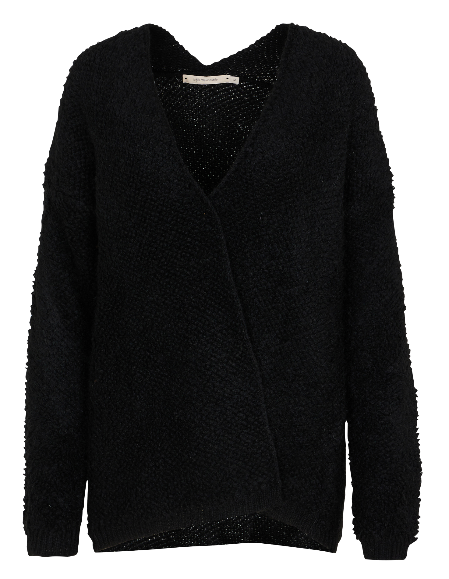 Gilet mi-long ample texturé| Noir