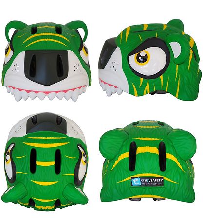 Crazy Safety Fahrradhelm m. Light - Tiger - Grün