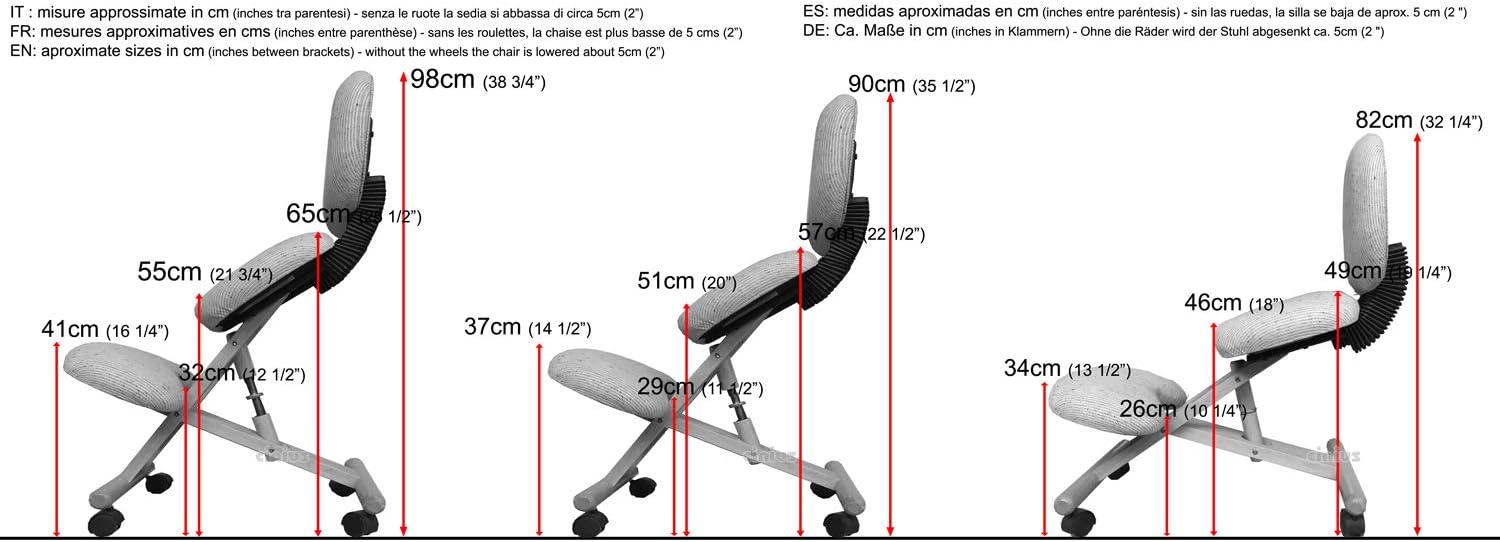 cinius Ergonomischer Stuhl Orthopädischer Kniestuhl mit Rücken Computerstuhl Kniehocker Stoff Schwarz/Natural Farbe