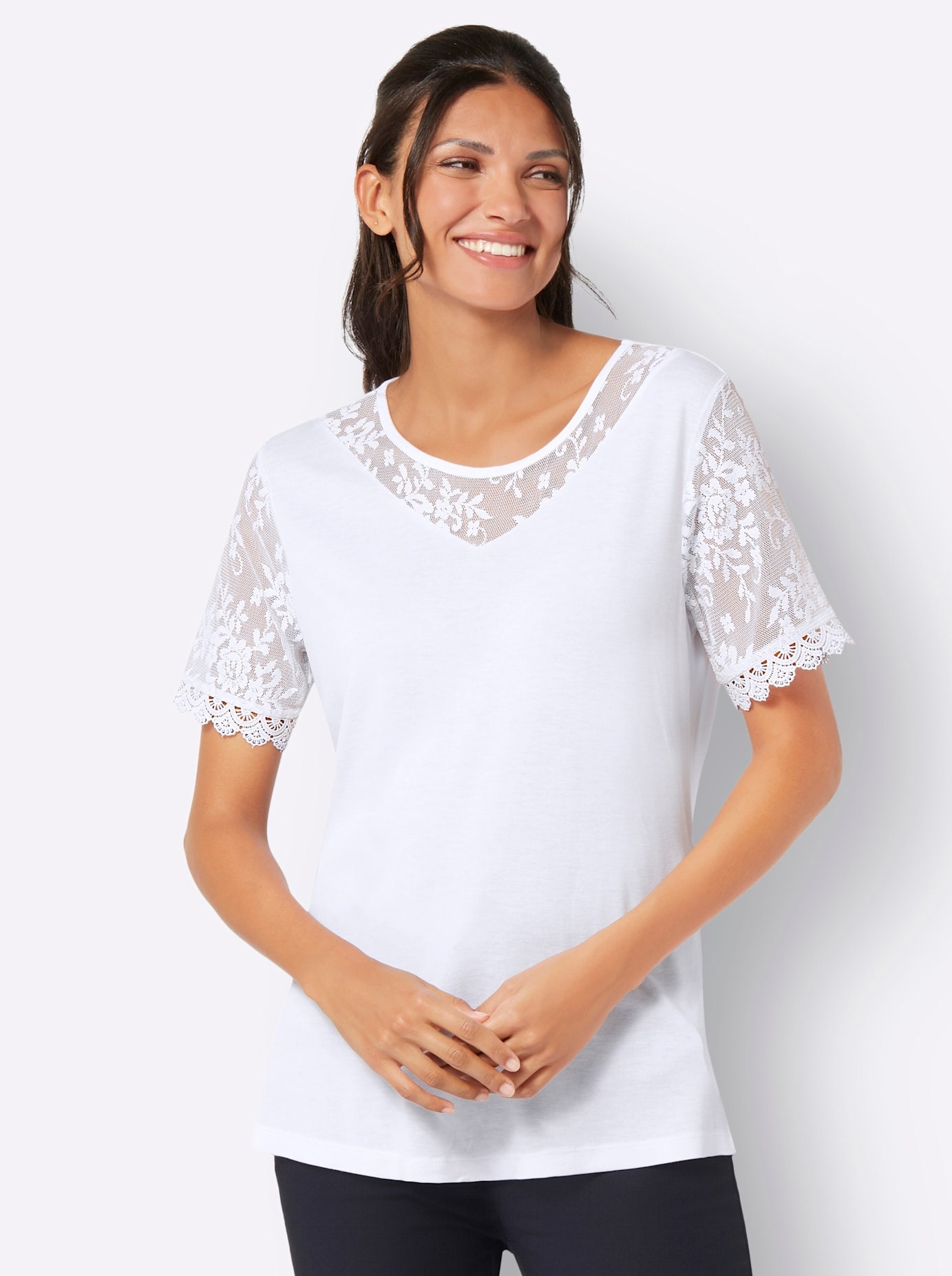 Classic Basics Spitzenshirt »Rundhals-Shirt« 1 Stk. tlg.