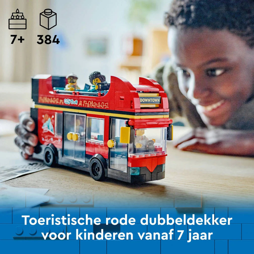 Zeer mooie aanvulling op de city serToeristische rode dubbeldekker Speelgoed Bus Bouwpakket voor Kinderen 60407
