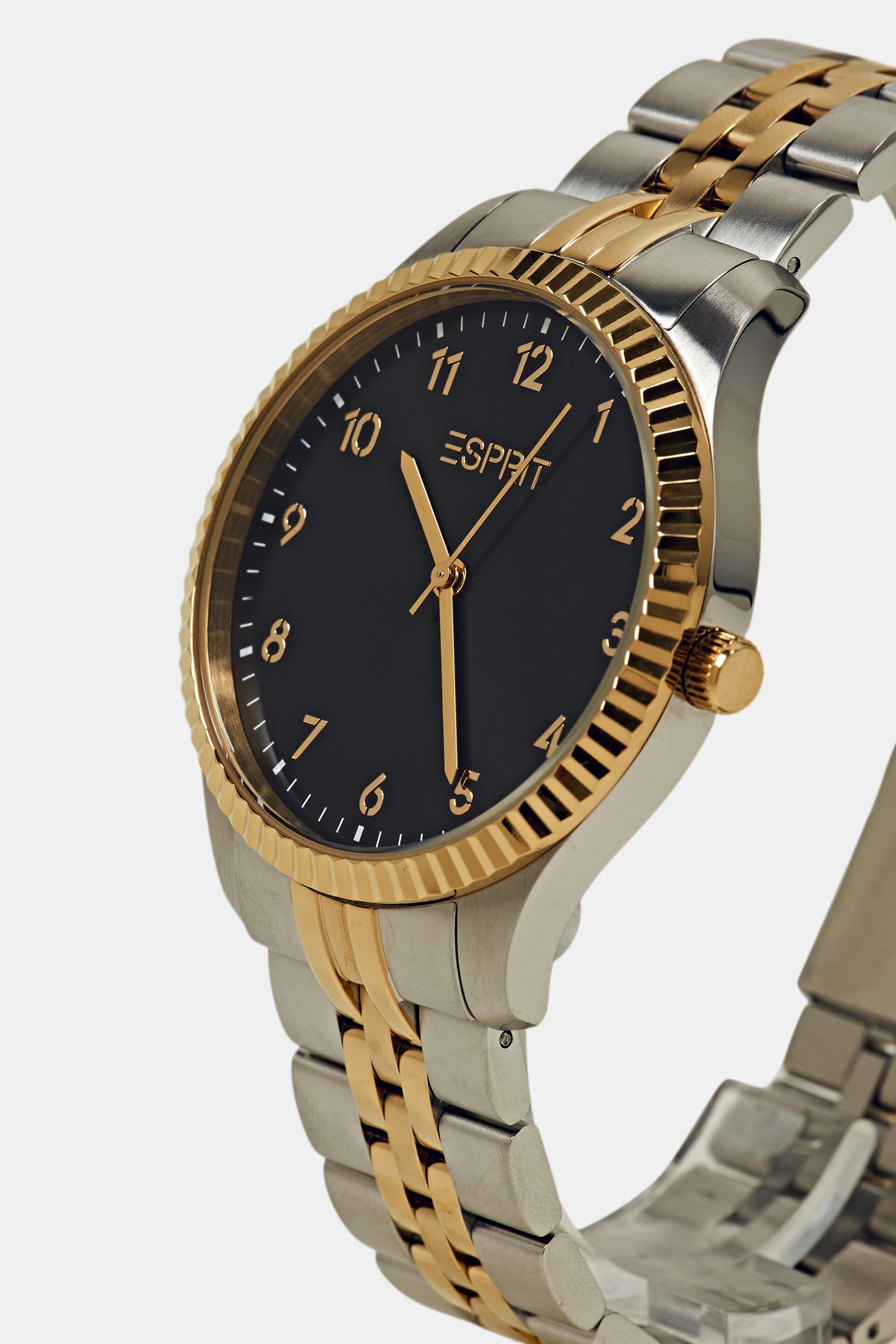 Montre en acier inoxydable dotée d’un bracelet bicolore
