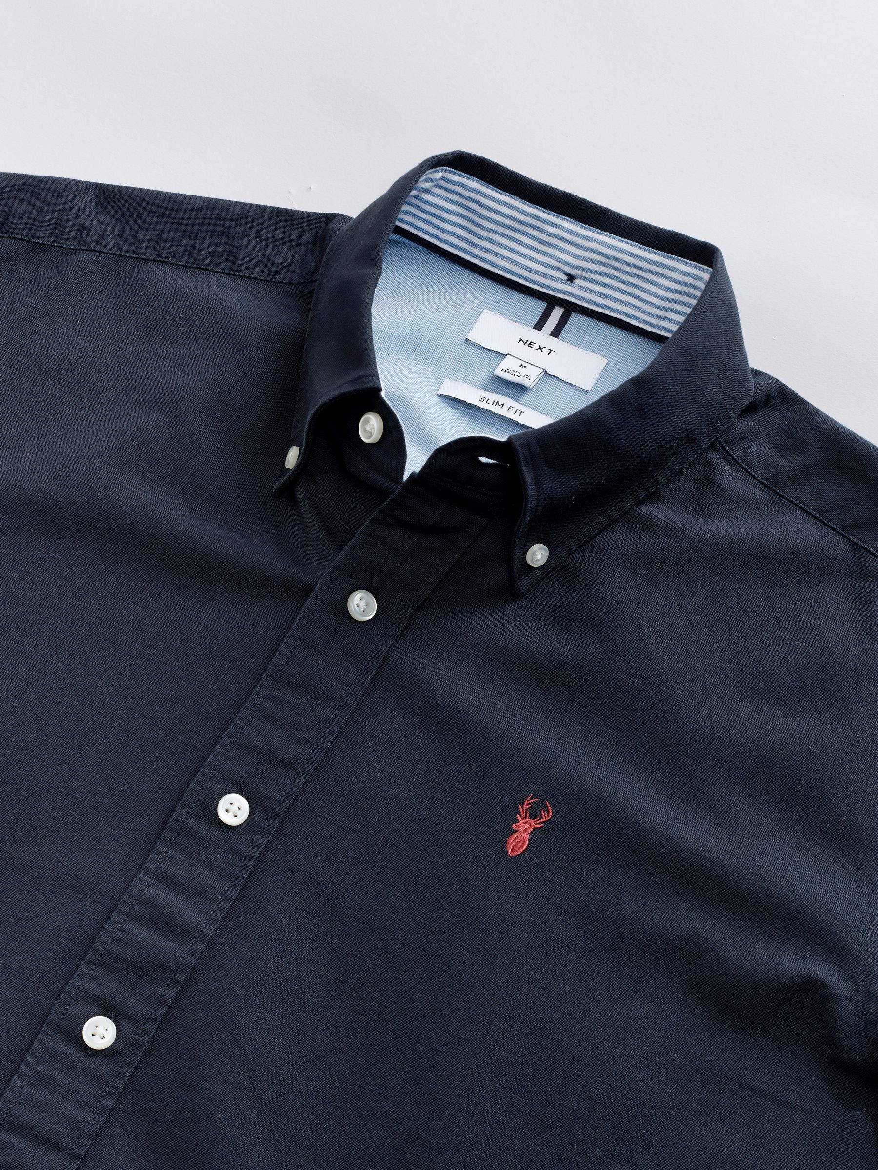 Donkerblauw - Slim Fit - Oxford-hemd met lange mouwen