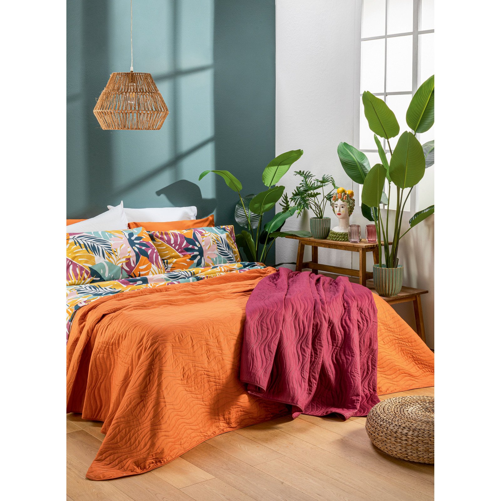 Bettüberwurf Micro-Polyester orange 220x240