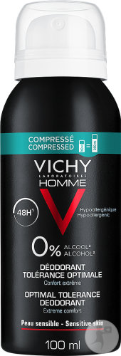 Vichy Homme Déodorant 48h Tolérance Optimale Peaux Sensibles Spray Compressé 100ml