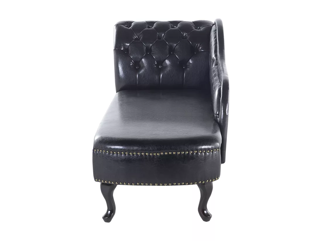 Méridienne capitonnée en cuir PU noir NIMES