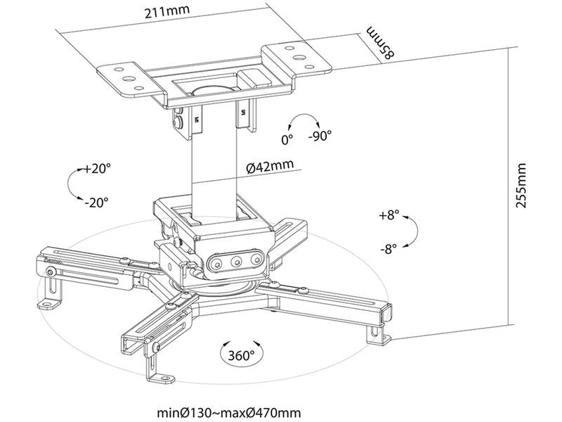 NEOMOUNTS Deckenhalterung CL25-530BL1 Schwarz Universelle Deckenhalterung für Projektoren