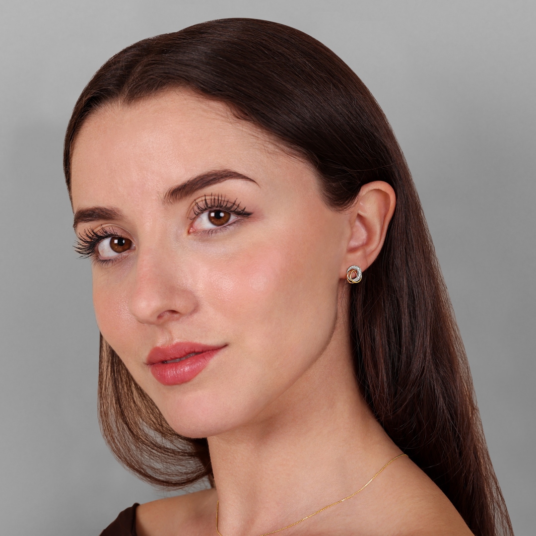 Ohrringe 750/18 K Tricolor mit Zirkonia