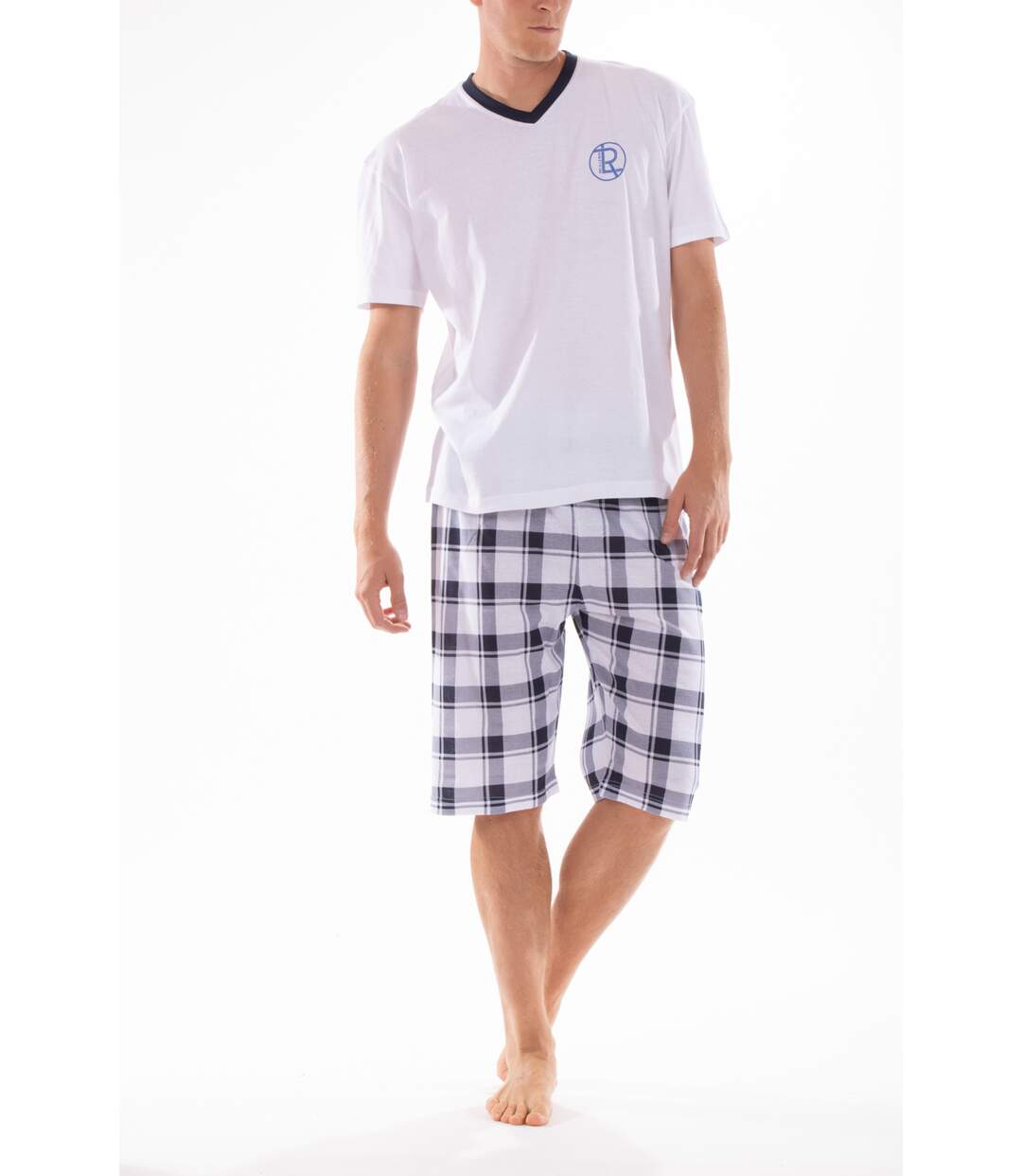 Pyjashort à carreaux colV PYJA3 BLANC