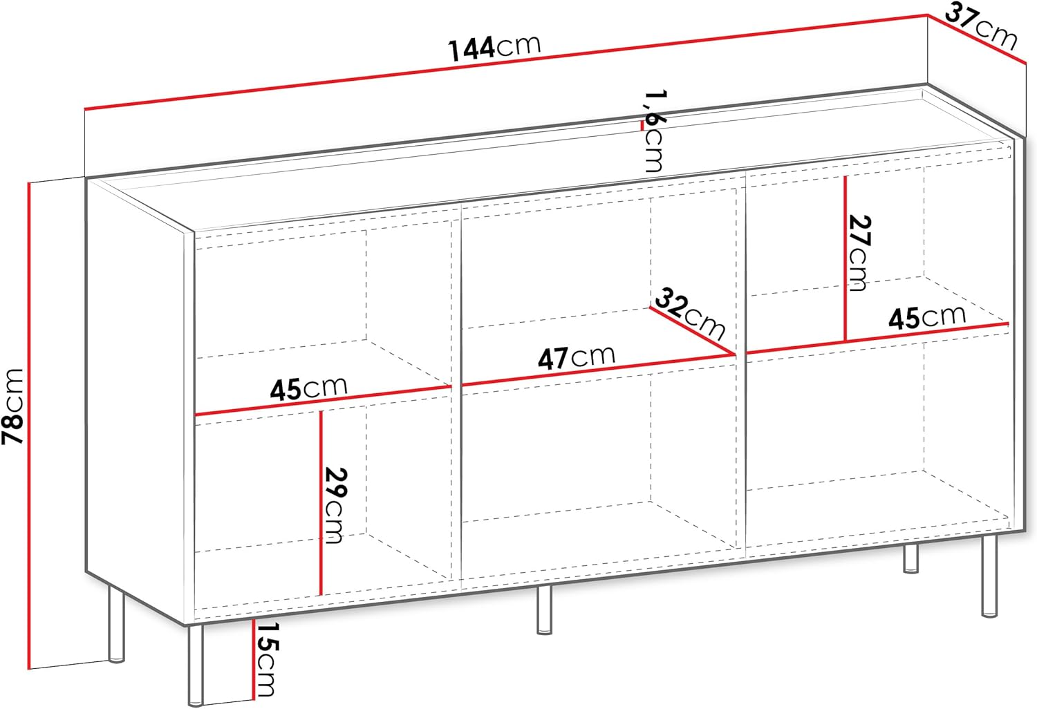Mirjan24 Kommode Tewos K144, Türkommode, Aufbewahrungsschrank, Mehrzweckschrank für Wohnzimmer, Esszimmer, Schlafzimmerkommode (Nuss Warmia + Marmor Schwarz)