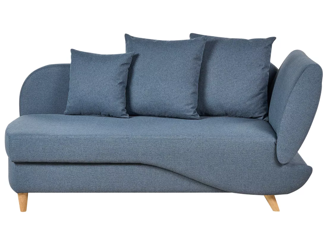 Chaise longue côté droit en tissu bleu MERI II