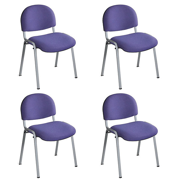 Chaise réunion et visiteur Prima - Tissu rembourré - Violet - Pieds Alu - lot de 4