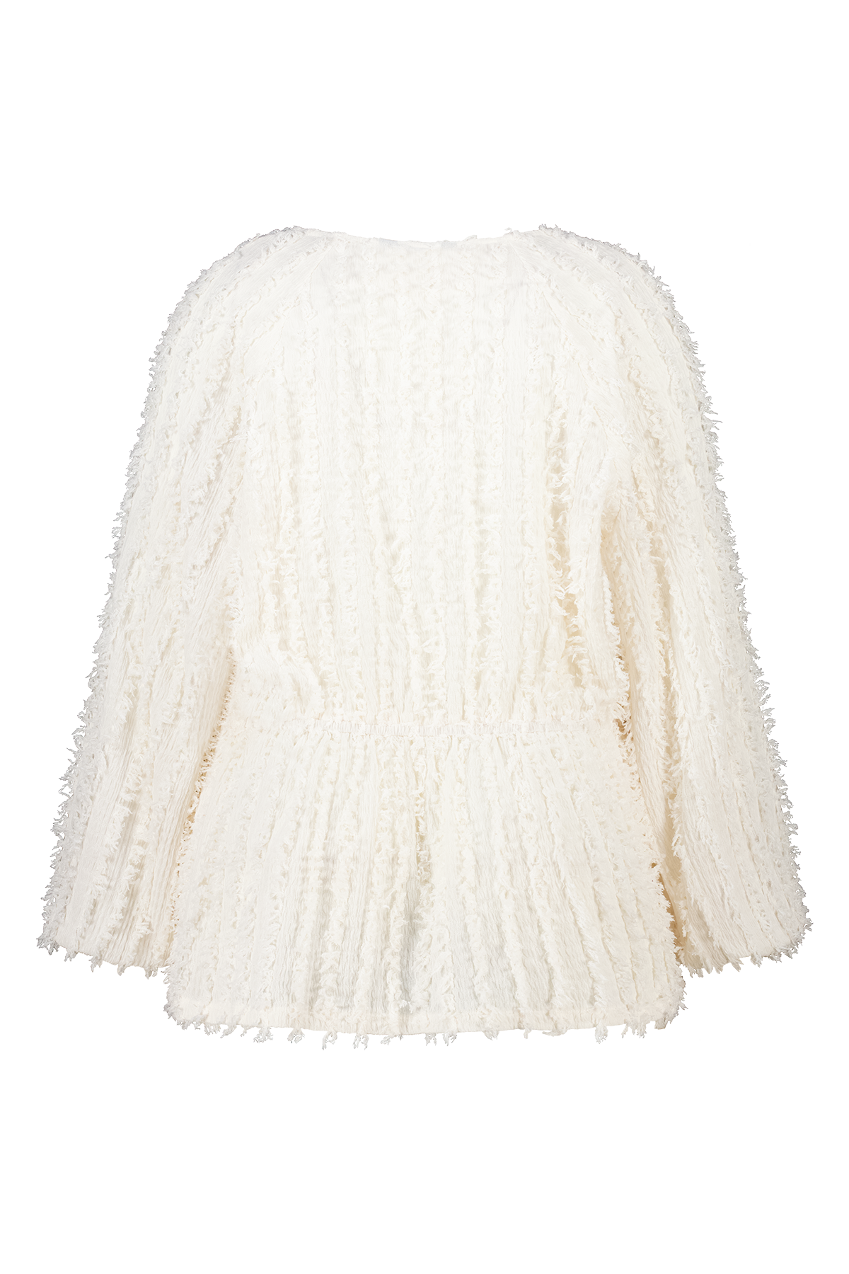 Fluffy peplum top met drawstring Cream