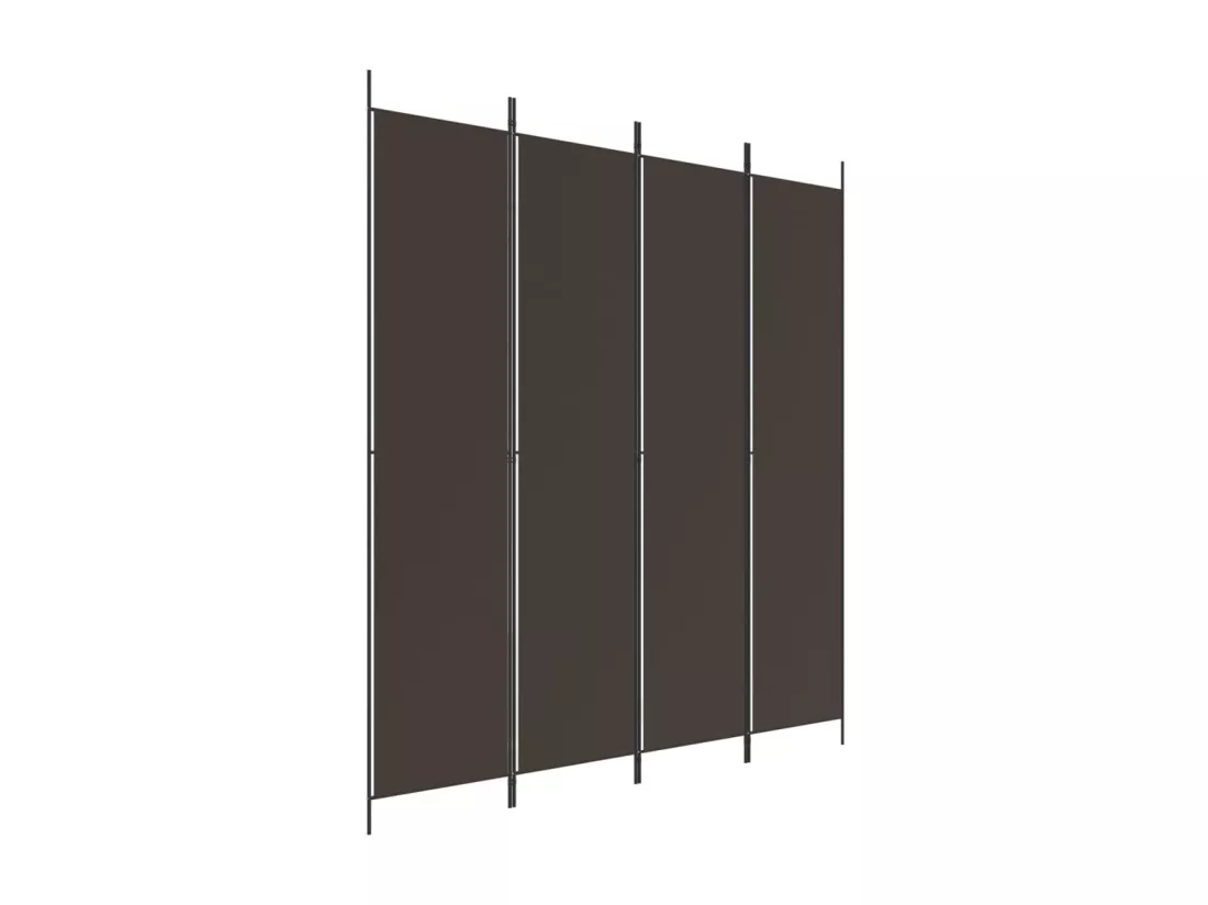 Cloison de séparation 4 panneaux Marron 200x220 cm Tissu