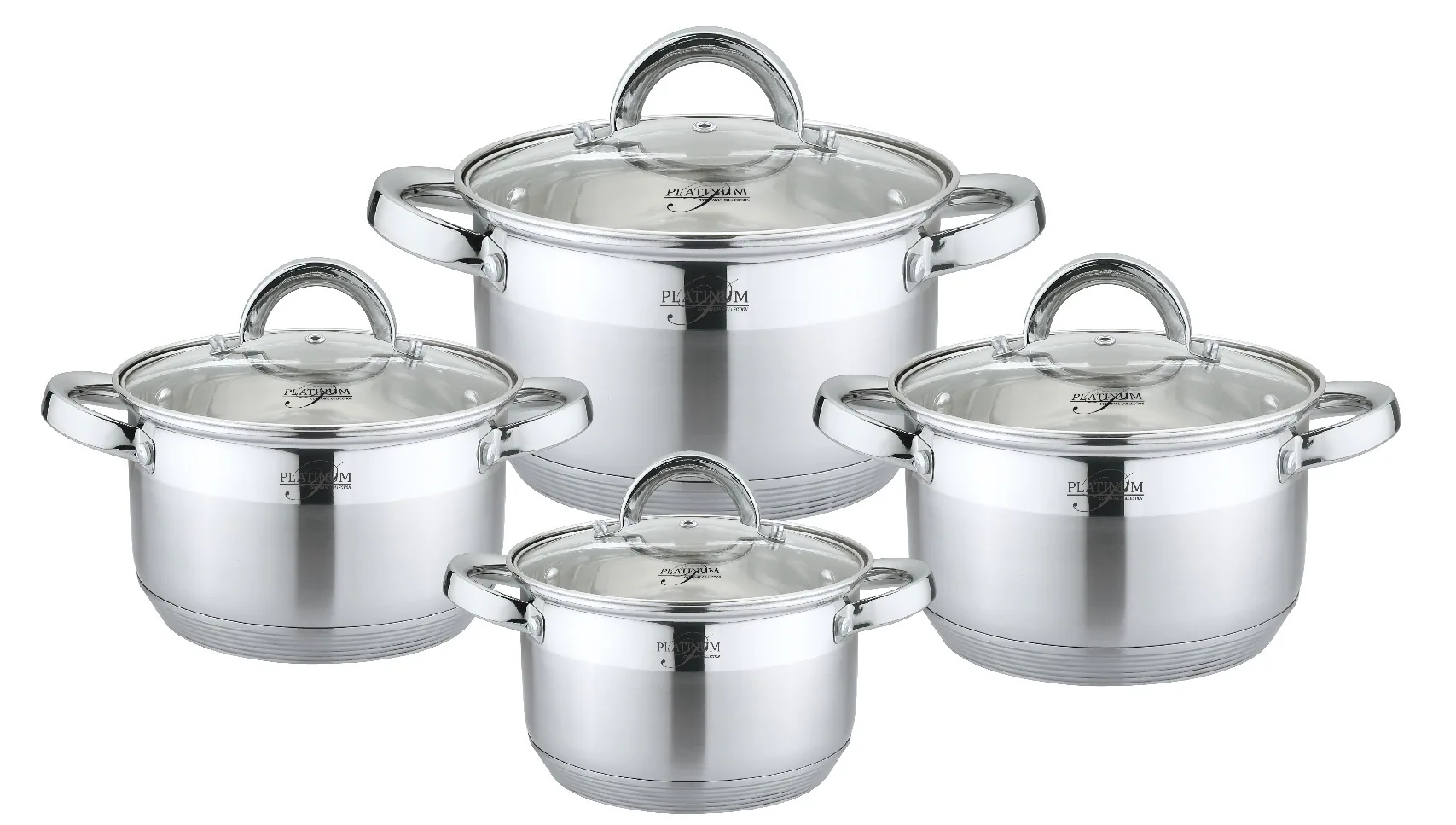 8tlg. Edelstahl Kochtopf-Set