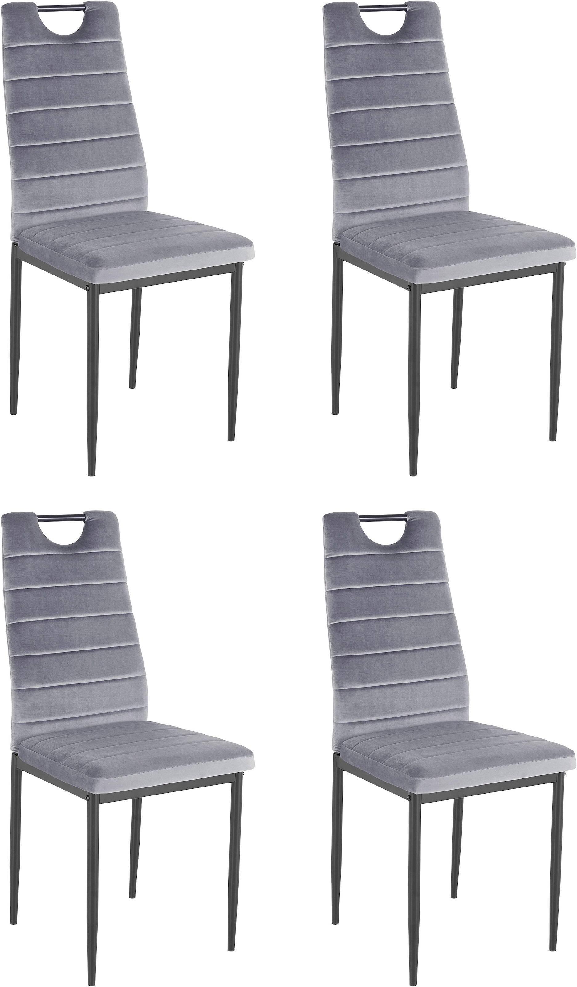 INOSIGN Esszimmerstuhl (Set) 4 Stk.(2 oder 4 Stück) mit Samtbezug, Rückenlehne mit Griff zum Zurückziehen