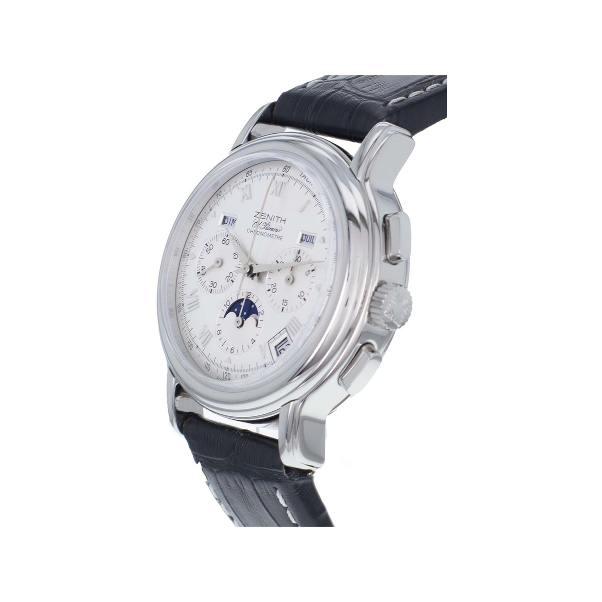 Montre d'occasion Zenith El Primero homme chronographe automatique acier cuir