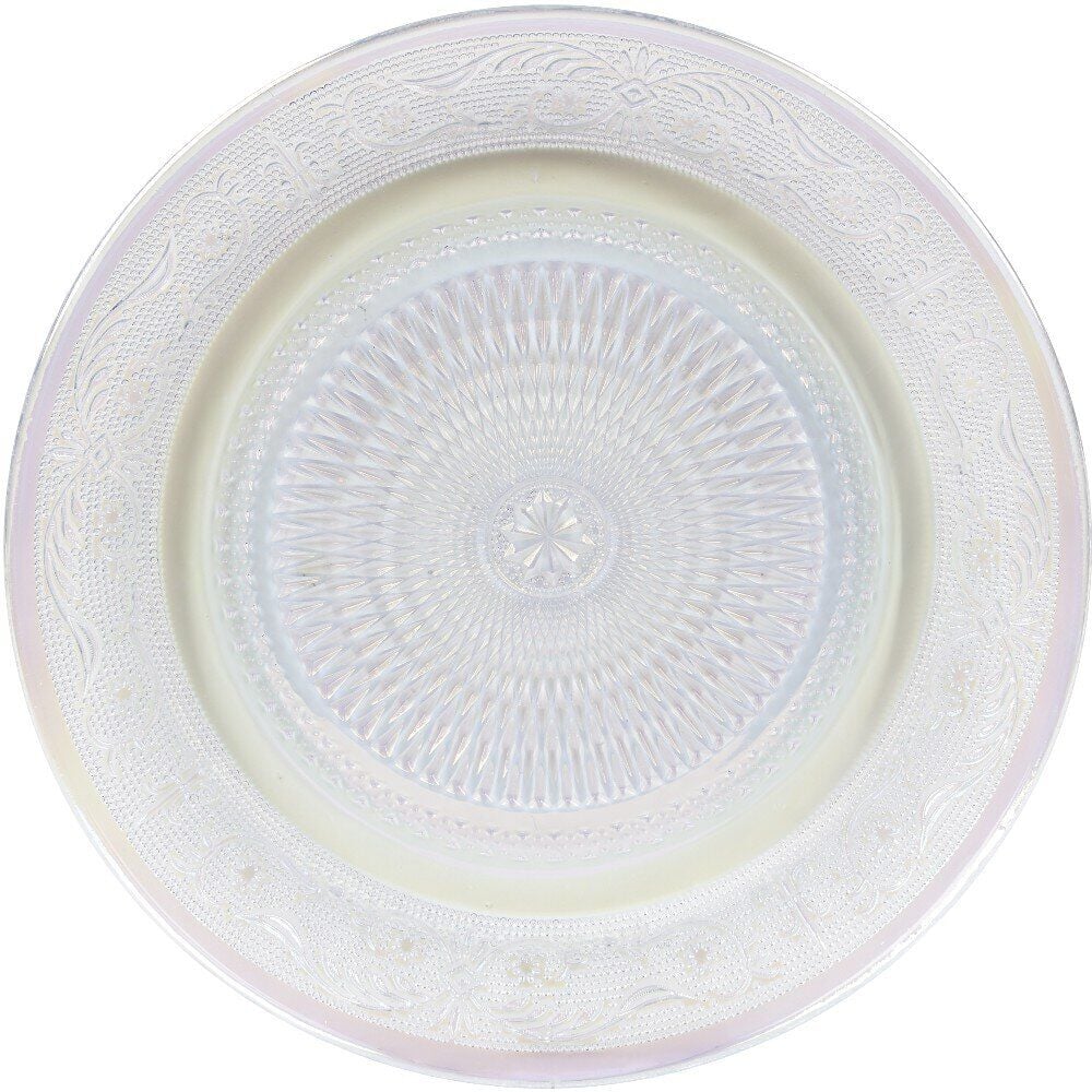 Assiette ronde plate décor ciselé design irisé