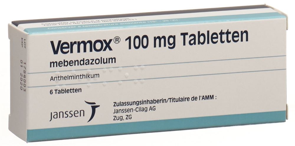 VERMOX Tabl 100 mg Blist 6 Stk<br>6 Stück, Blister, Tablette