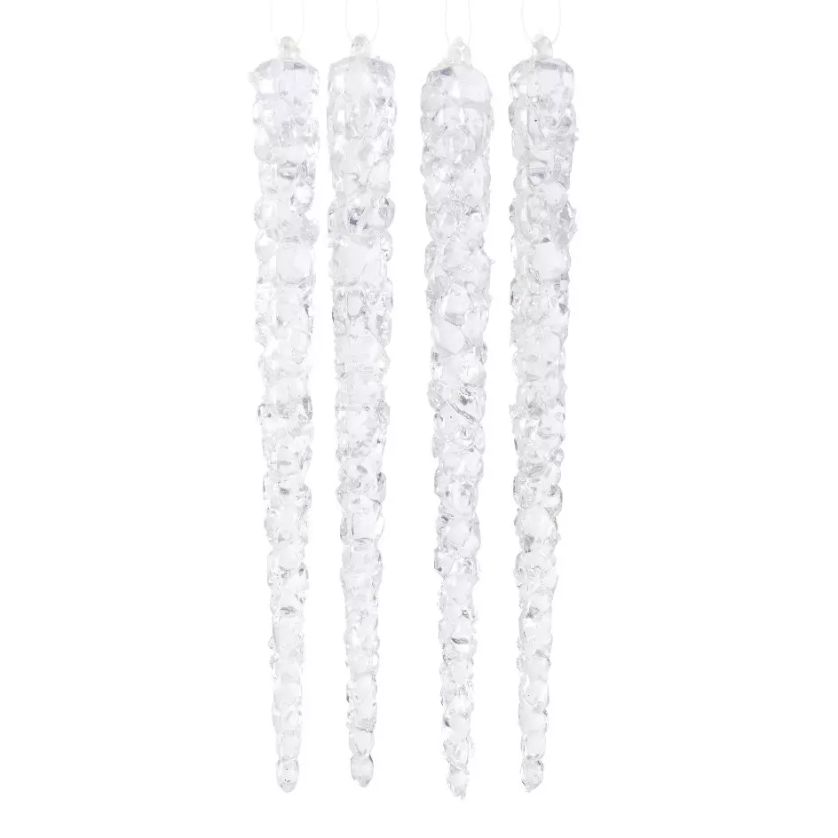 Lot de 4 stalactites de Noël à suspendre (H15 cm) Brillent dans le noir