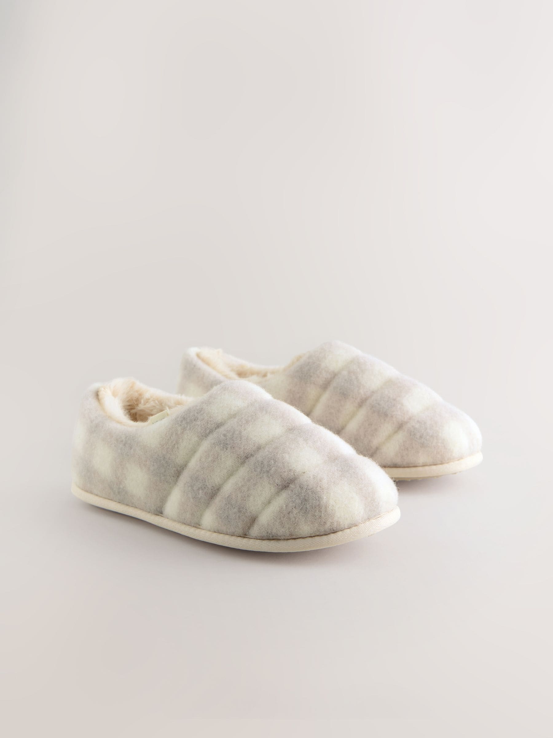 Neutraal geruit - Quilted Faux Fur Shoot Slippers