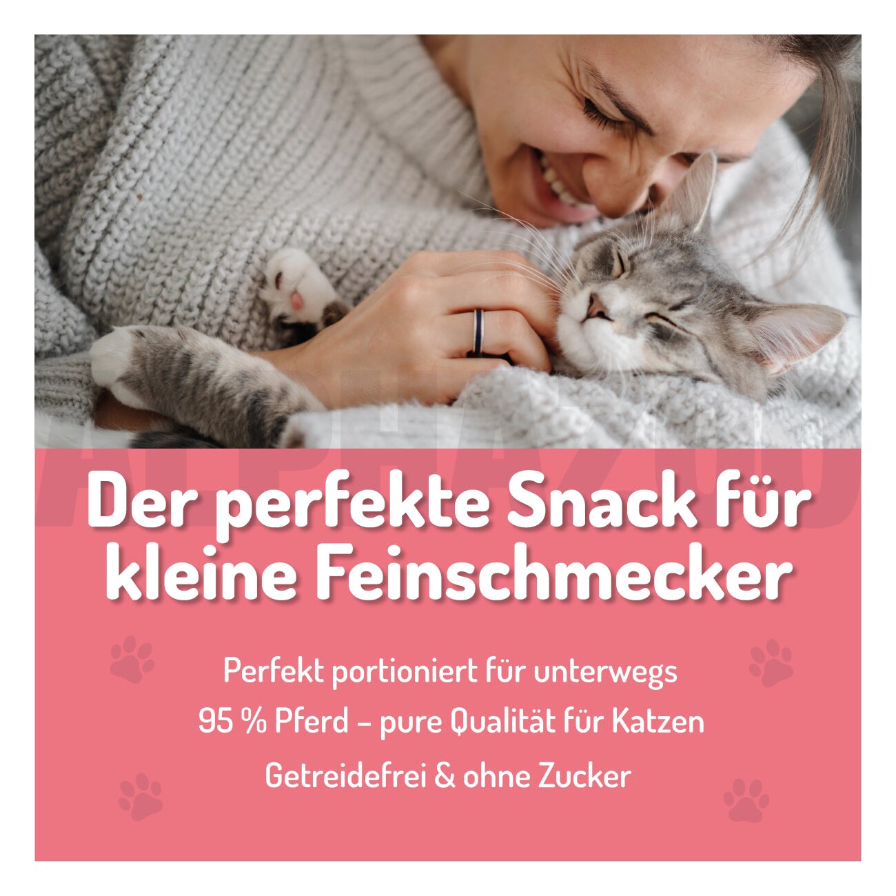 ALPHAZOO Pferdammt Lecker 65g I Leckerli für Katzen
