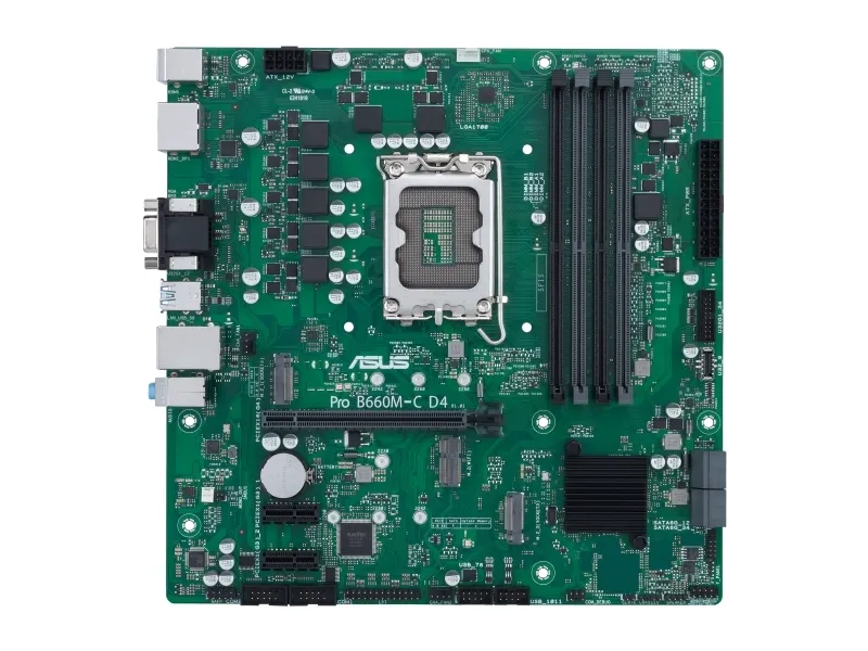 ASUS PRO B660M-C D4-CSM - Bundkort - micro ATX - LGA1700 sokkel - B660 Chipset - USB 3.2 Gen 1, USB-C Gen1 - Gigabit LAN - onboard grafik (CPU påkrævet) - HD Audio (8-kanaler)