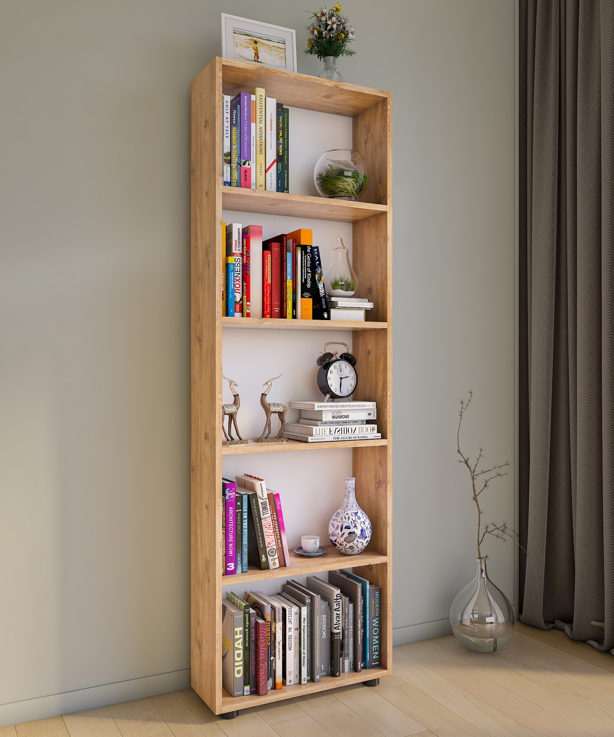 VCM Holz Aufbewahrung Stand Regal Bücherregal Deko Bücher Standregal Bulas 5 Fächer