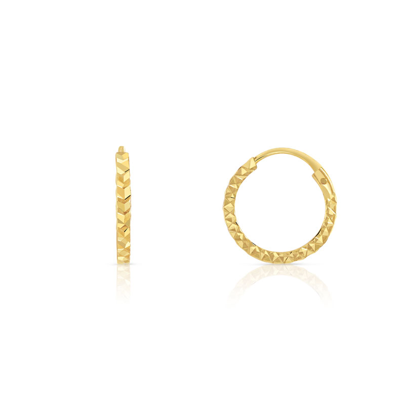 Créoles or 750 jaune diamanté 12 mm