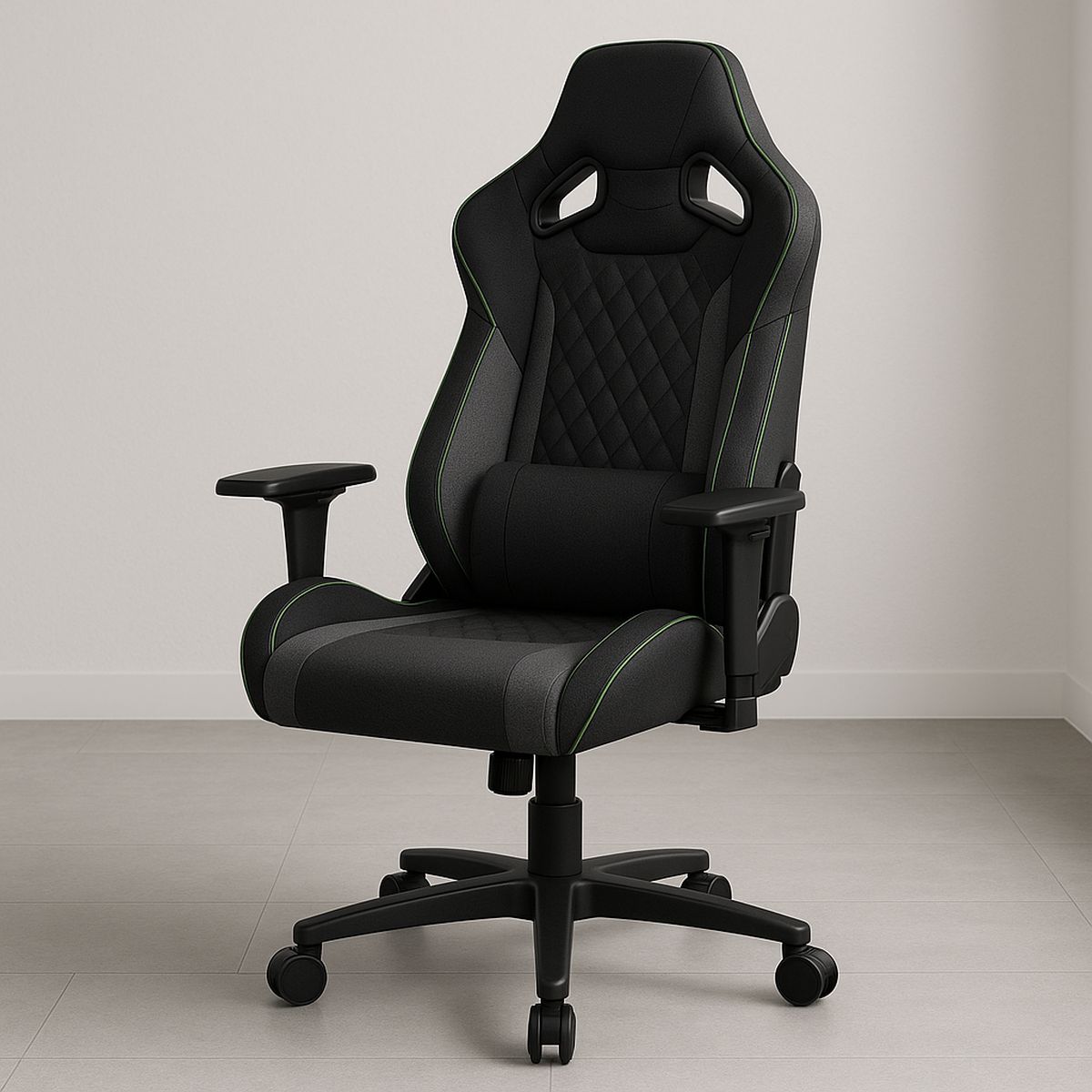 Gaming Stuhl Schwarz/Grün Metallrahmen Polyester Verstellbar