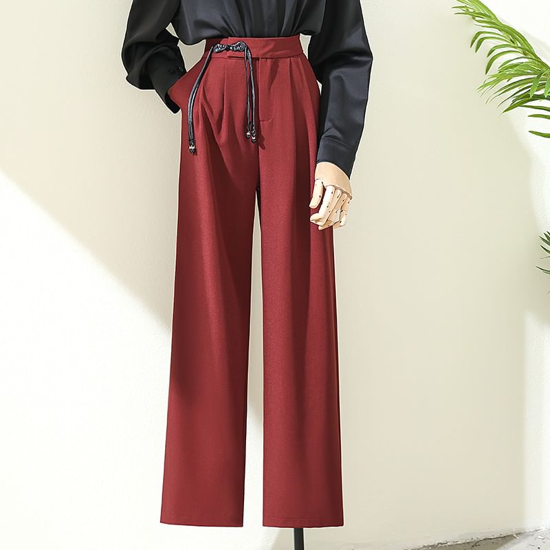 Rusutsu - High Rise Plain Wide Leg Broek