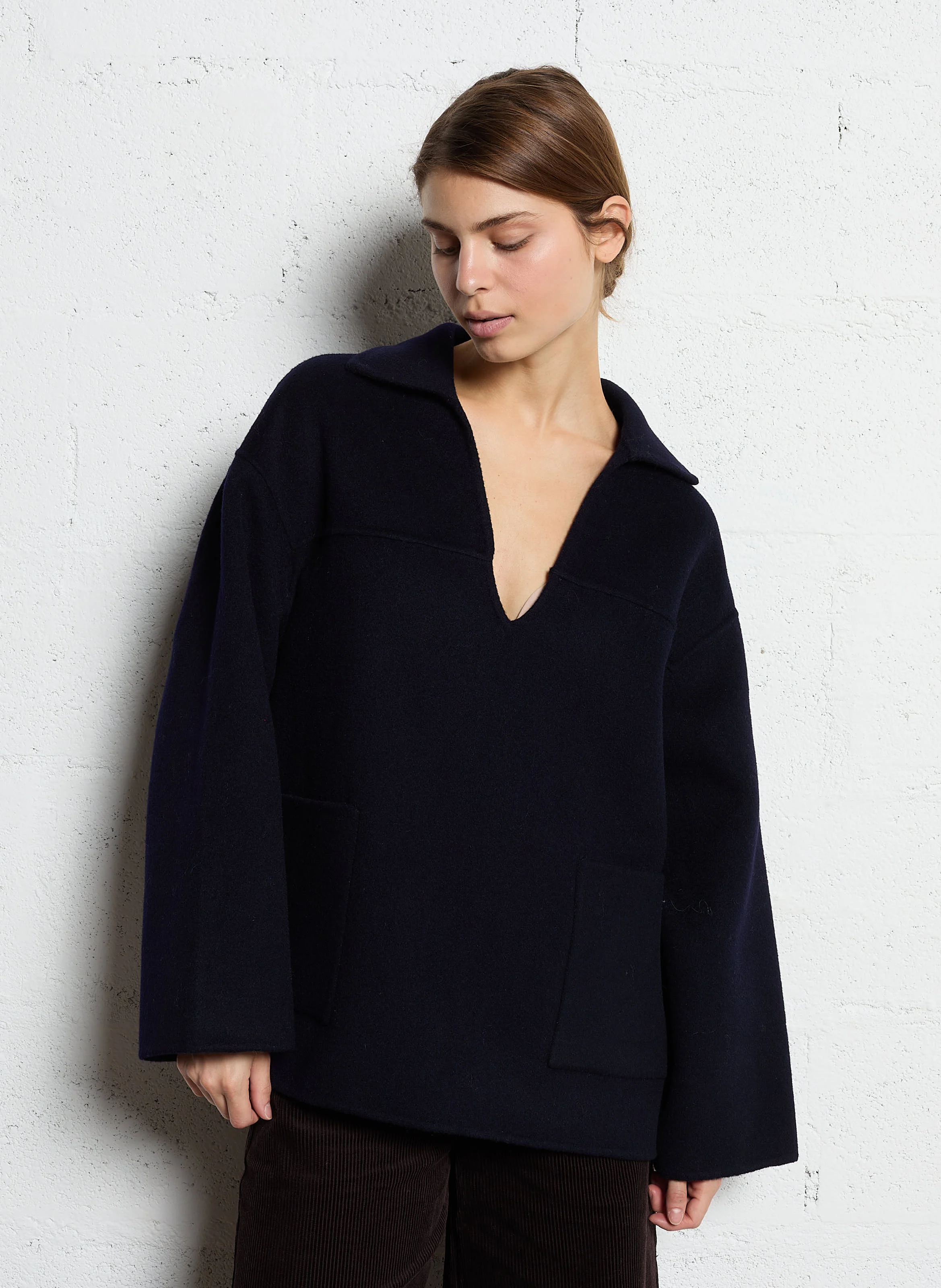 RITCH - Manteau col chemise en laine| Bleu